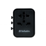 Adapter podróżny Verbatim 1x USB-C 1x USB-A 1x AC Czarny - Black