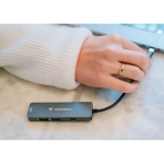 Hub wieloportowy Verbatim USB-C Essentials 4w1 Szary - Grey