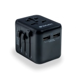 Adapter podróżny Verbatim 2x USB-A 1x AC Czarny - Black
