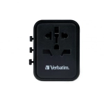 Adapter podróżny Verbatim 2x USB-A 1x AC Czarny - Black