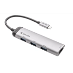 Hub wieloportowy Verbatim USB-C 4x USB-A Szary - Grey