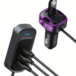 Ładowarka samochodowa Somostel 2x USB-C 3x USB-A Czarna - Black