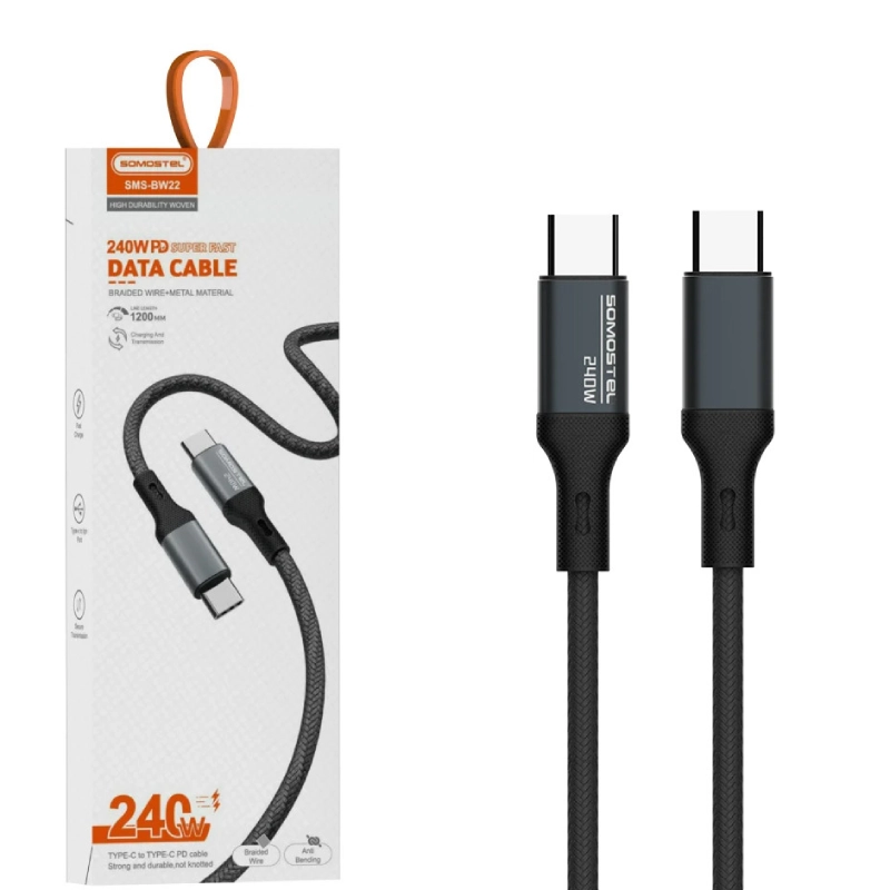 Kabel USB-C Somostel 240 W 100 cm Czarny - Black