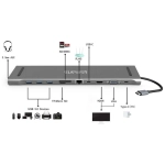 Hub wieloportowy z podstawką do laptopa 4smarts 11w1 Szara - Grey
