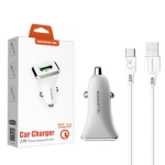 Ładowarka samochodowa Somostel 1x USB-A + Kabel USB-C Biała - White