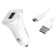 Ładowarka samochodowa Somostel 1x USB-A + Kabel USB-C Biała - White