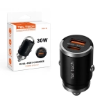 Ładowarka samochodowa Teltech 30 W 1x USB-C 1x USB-A Czarna - Black