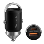 Ładowarka samochodowa Teltech 30 W 1x USB-C 1x USB-A Czarna - Black