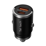 Ładowarka samochodowa Teltech 30 W 1x USB-C 1x USB-A Czarna - Black