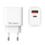 Ładowarka sieciowa Teltech 45 W 1x USB-C 1x USB-A Biała - White