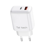 Ładowarka sieciowa Teltech 45 W 1x USB-C 1x USB-A Biała - White