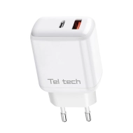 Ładowarka sieciowa Teltech 45 W 1x USB-C 1x USB-A Biała - White