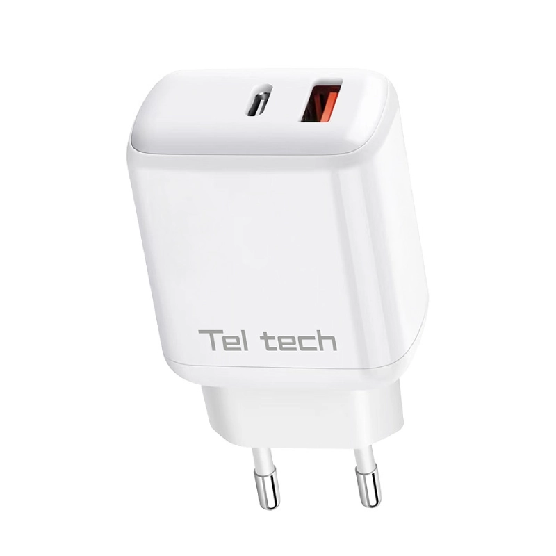 Ładowarka sieciowa Teltech 45 W 1x USB-C 1x USB-A Biała - White