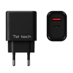 Ładowarka sieciowa Teltech 45 W 1x USB-C 1x USB-A Czarna - Black
