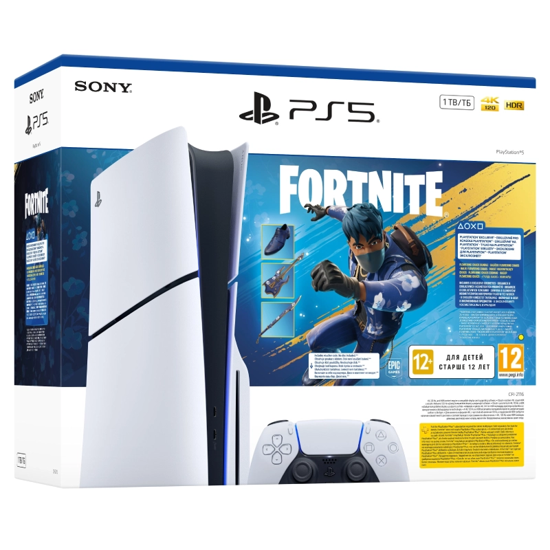 Konsola Sony PlayStation 5 Slim Disc Edition 1TB + Fortnite: Flowering Chaos Biała - White