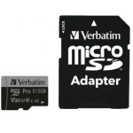 Karta pamięci Verbatim microSD 512 GB + adapter Pro U3 Czarna - Black
