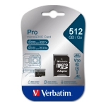 Karta pamięci Verbatim microSD 512 GB + adapter Pro U3 Czarna - Black
