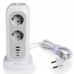 Przedłużacz pionowy Verbatim 11x AC 2x USB-C 2x USB-A Biały - White