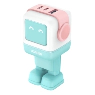 Ładowarka Ugreen Nexode RG 1x USB-A 2x USB-C 65 W Różowo-niebieska - Pink and blue