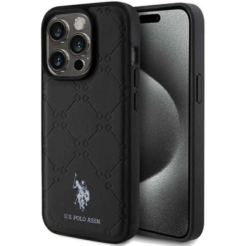 Etui U.S. Polo Assn. Yoke Pattern do iPhone 15 Pro Czarne - Black