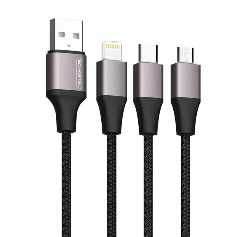 Kabel 3w1 Somostel podświetlany Szary - Grey