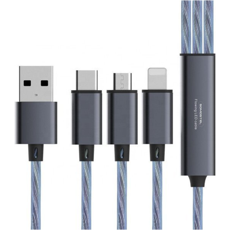 Kabel 3w1 Somostel 30 W QC 3.0 Niebieski - Blue
