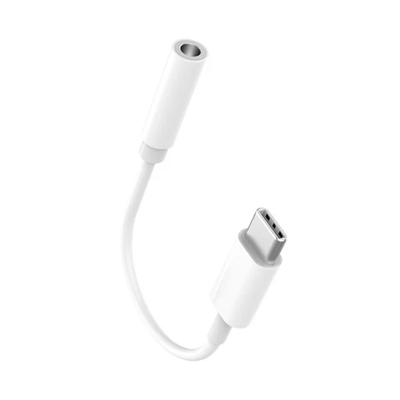 Adapter audio Denmen USB-C do Jack 3.5 mm Biały - White