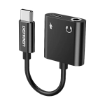 Adapter Denmen Jack 3.5 mm USB-C Czarny - Black