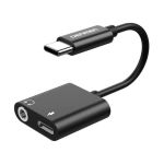 Adapter Denmen Jack 3.5 mm USB-C Czarny - Black