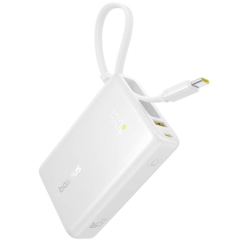 Powerbank Baseus PicoGo Digital Display 10000 mAh 45 W Biały - White