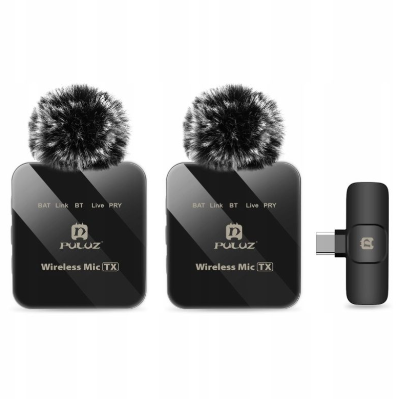 Mikrofon krawatowy Puluz PU648B USB-C 2 szt. Czarny - Black