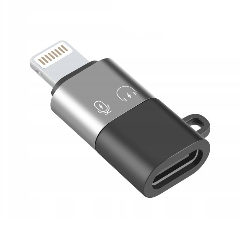 Adapter OTG Puluz Lightning na USB-C Szary - Grey