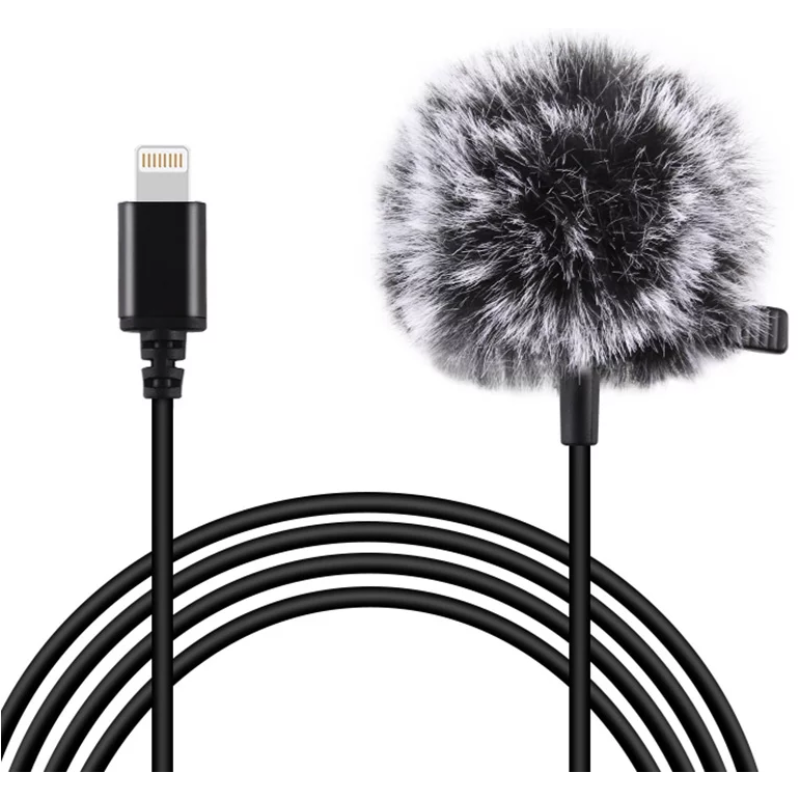 Mikrofon krawatowy Puluz PU426 lightning 150 cm Czarny - Black