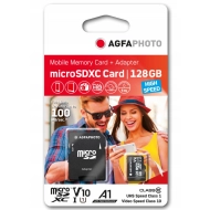 Karta pamięci microSDXC AgfaPhoto 128 GB 100 MB/s + adapter Czerwona - Red