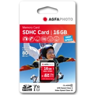 Karta pamięci SD SDHC AgfaPhoto 16 GB 80 MB/s + adapter Czerwona - Red