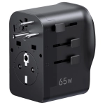Adapter podróżny Ugreen S550 65 W 2x USB-C USB-A Czarny - Black