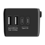 Adapter podróżny Blitzwolf BW-TA1 2x USB-C 2x USB-A Czarny - Black