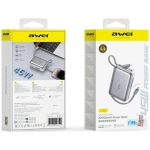 Powerbank AWEI C-03 20000 mAh 45 W Srebrny - Silver