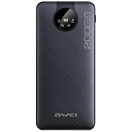 Powerbank AWEI P134K 20000 mAh 22.5 W + Kable USB-A/USB-C/Lightning/microUSB Czarny - Black
