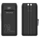 Powerbank AWEI P169K 20000 mAh 22.5 W + Kable USB-C/Lightning Czarny - Black