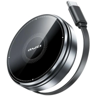 Ładowarka indukcyjna AWEI W27 3w1 15 W + kabel USB-C Czarna - Black