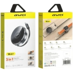 Ładowarka indukcyjna AWEI W27 3w1 15 W + kabel USB-C Czarna - Black