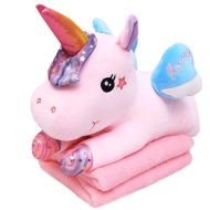 Pluszak z kocem Trusty TR-K12 jednorożec 55 cm Różowy - Pink