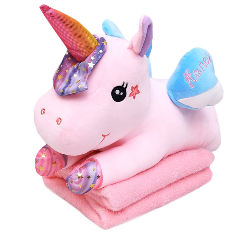 Pluszak z kocem Trusty TR-K12 jednorożec 55 cm Różowy - Pink