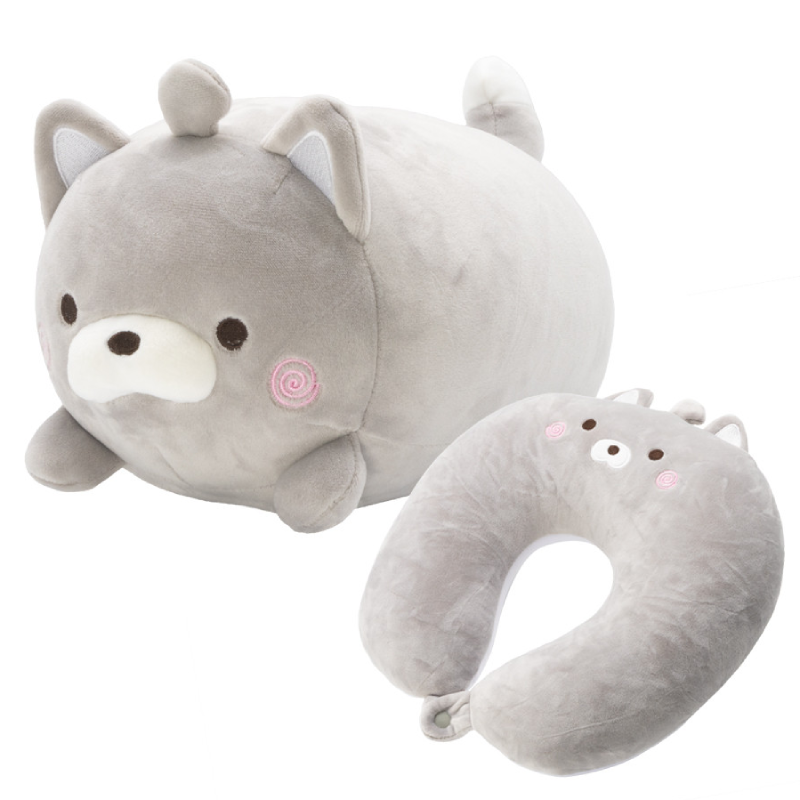 Poduszka podróżna pluszak Trusty kot 35 cm Szary - Grey