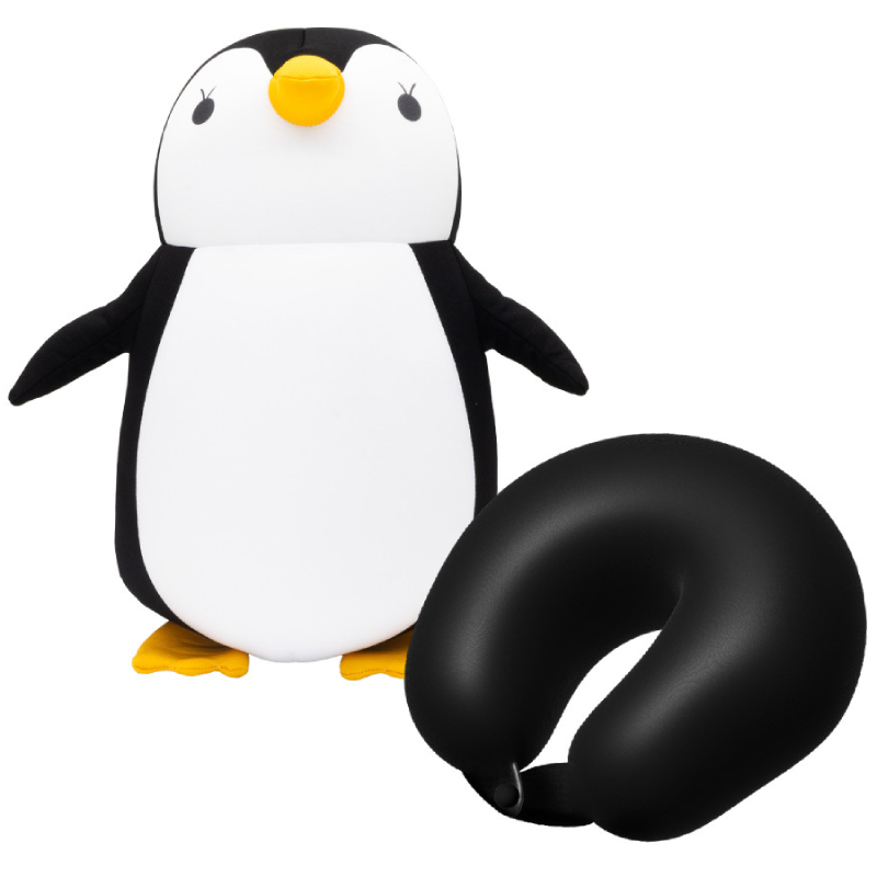 Poduszka podróżna pluszak Trusty pingwin 35 cm Czarna - Black