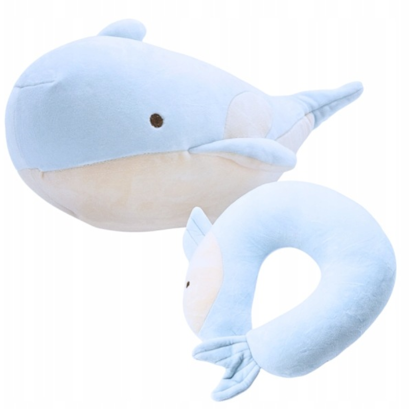 Poduszka podróżna pluszak Trusty delfin 30 cm Niebieska - Blue