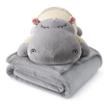 Pluszak z kocem Trusty TR-K02 hipopotam 60 cm Szary - Grey