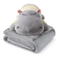 Pluszak z kocem Trusty TR-K02 hipopotam 60 cm Szary - Grey