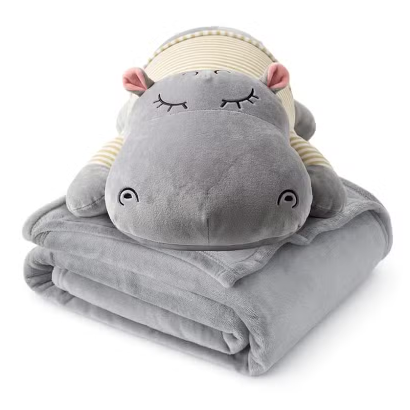 Pluszak z kocem Trusty TR-K02 hipopotam 60 cm Szary - Grey